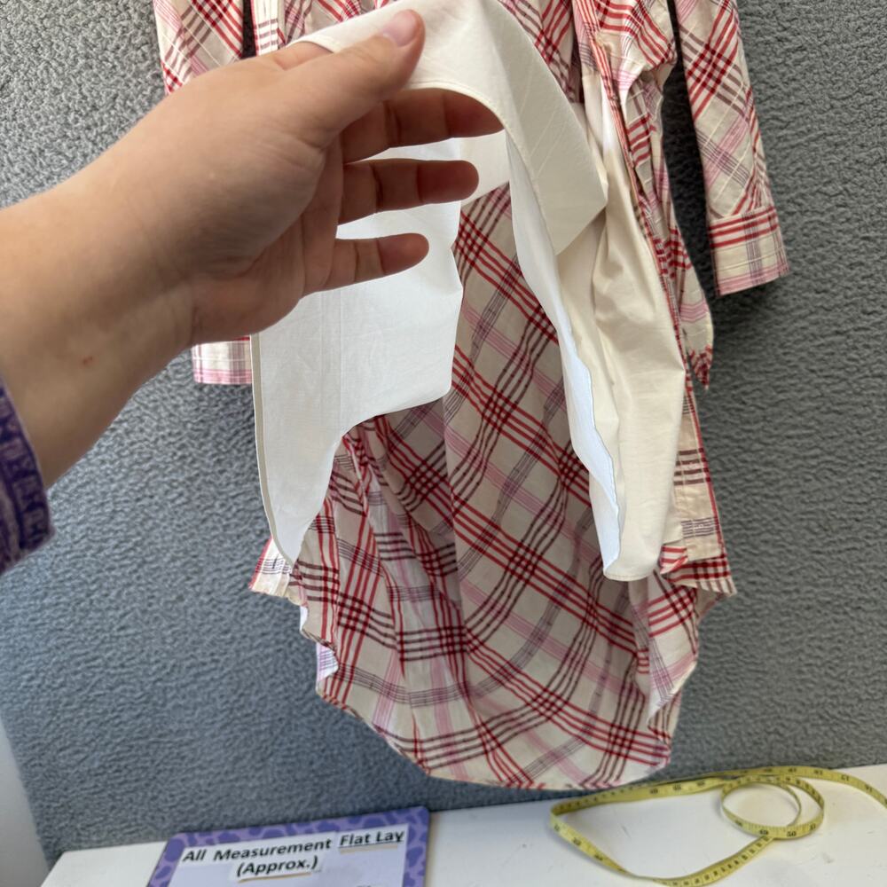 Veronica Beard Della Plaid Ruched Dress White Pink Tie Front Shirt Dress Size 4 - Picture 7 of 10